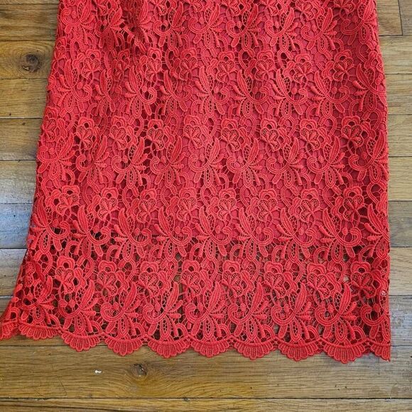 J Crew Guipure Lace Sheath Dress Red Spaghetti Strap 4 - Picture 3 of 10